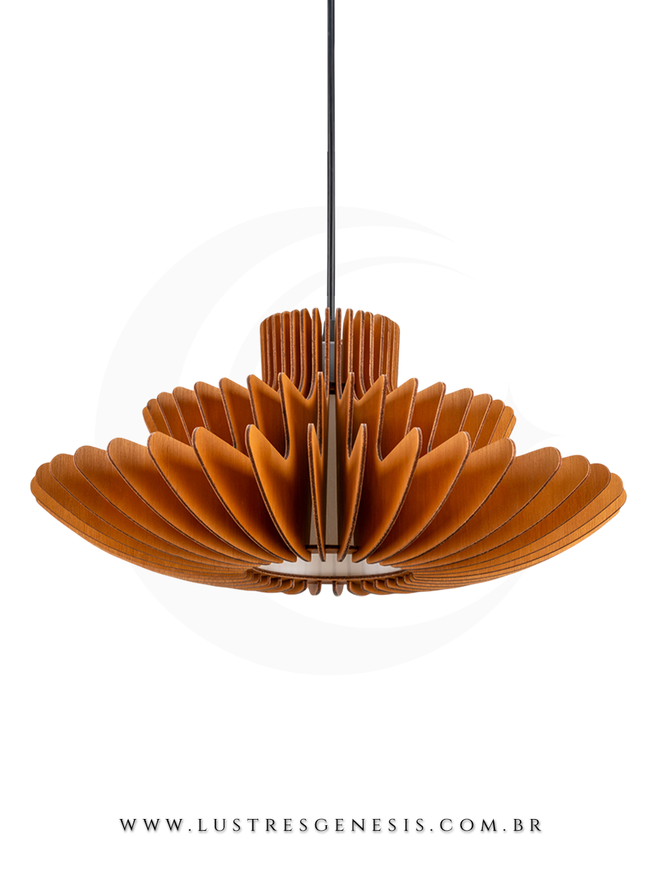Luminaria Pendente de Madeira LMC430 E27 Ø44cm, Mesa Area Gourmet, Balcao de cozinha, Sala de Jantar, Cozinha